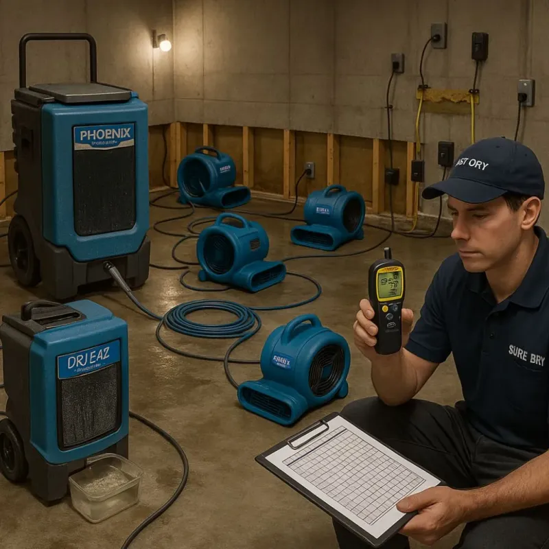 Structural Drying and Dehumidification process in Nassau Bay, TX